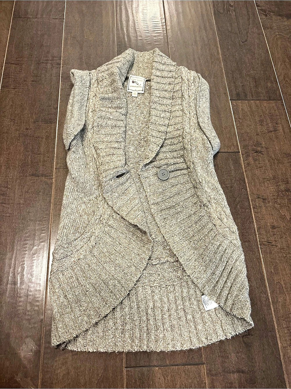 Pink Rose Gray Knit Cardigan Size Medium